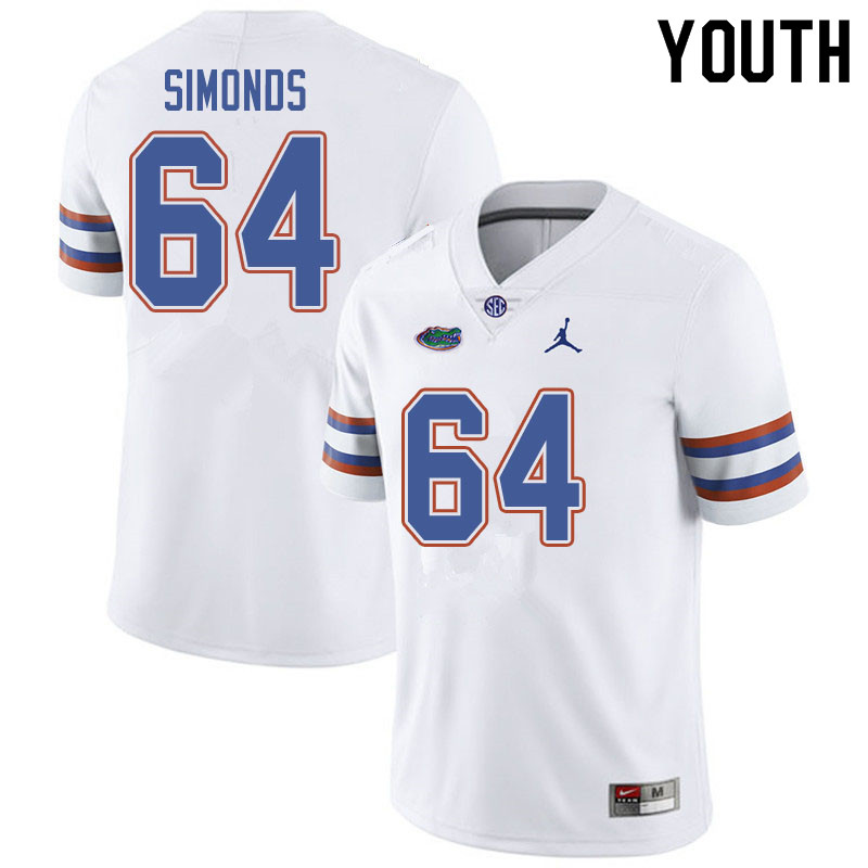 Jordan Brand Youth #64 Riley Simonds Florida Gators College Football Jerseys Sale-White